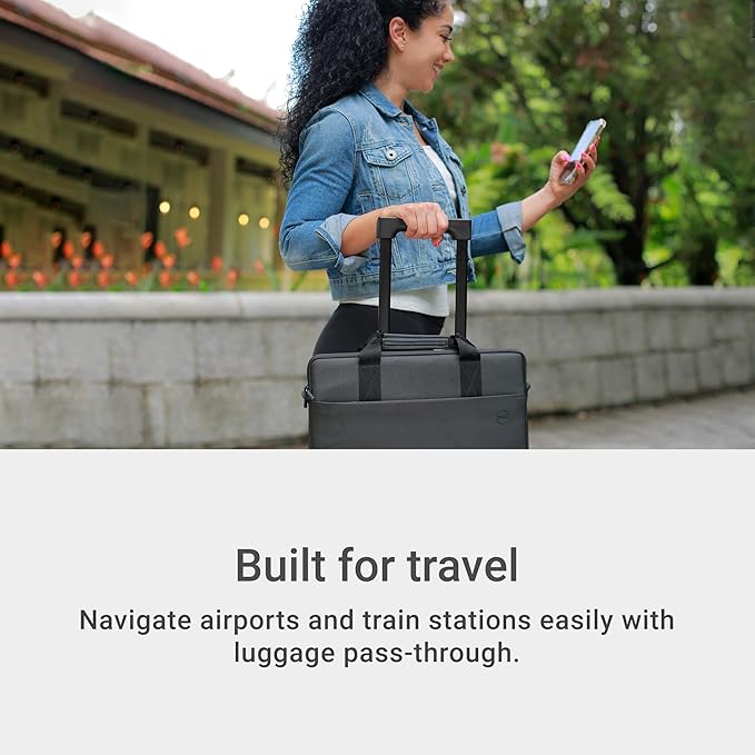 Dell 15-16 EcoLoop Pro Sleeve - CV5623 - Organizer, Front Zippered Pocket, Weather-resistant, Luggage Pass Through, Padded Carry Handles, Detachable Shoulder Strap, Nylex Lining Material - Black