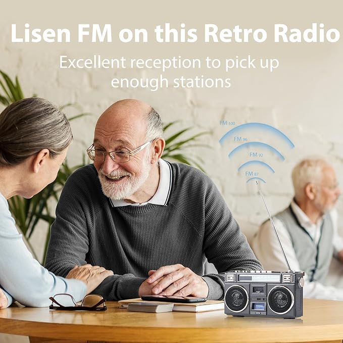 ANTPO Retro Vintage Radio Bluetooth Speakers Vintage Decor Small Wireless Speakers Stereo Radio Portable FM with Rich Bass Speakers Support TF Card for Home/Outdoor/Gift