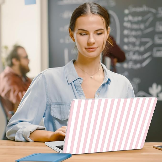 G JGOO Compatible with MacBook Air 13 inch Case 2026 2025-2022 M5 A3449 M4 A3240 M3 A3113 M2 A2681, Plastic Hard Shell for MacBook Air 13.6 inch Case+ Keyboard Cover+Screen Protector, Pink Stripe