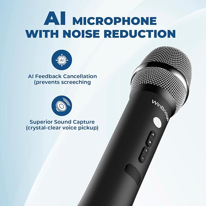 Bluetooth Microphone Wireless Voice Amplifier, Professional Intelligent Noise Cancelling Handheld/Desktop Mic Speaker, 15W Wireless Mic with 3 Sound Effects for Teaching Singing Speaking Karaoke H9