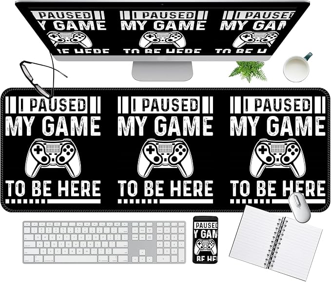Desk Mat,Big Desk Pad,31.5 x 11.5in Extended Gaming Mouse Pad,Large Mouse Pad for Desk Rubber Base Mousepad with Stitched Edges,Keyboard Mouse Mat for Work Game Office Home - NO Game