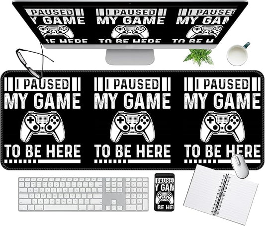 Desk Mat,Big Desk Pad,31.5 x 11.5in Extended Gaming Mouse Pad,Large Mouse Pad for Desk Rubber Base Mousepad with Stitched Edges,Keyboard Mouse Mat for Work Game Office Home - NO Game