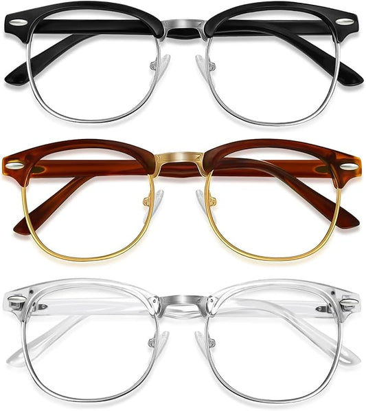 Blue Light Glasses Men and Woman, 99% Blue Light Blocking Glasses for Computer Gaming TV Phone Screen Half Frame