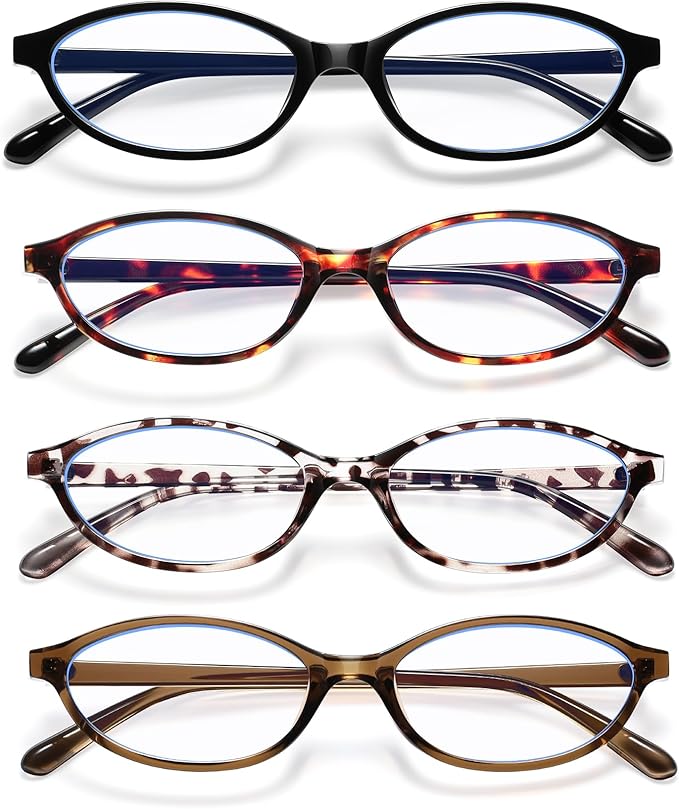 KUGUAOK Retro Oval Blue Light Blocking Glasses for Women 90s Small Cat Eye Eyeglasses Frame TV Bluelight Glasses