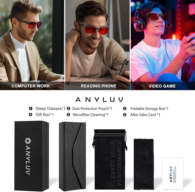 ANYLUV Blue Light Blocking Glasses Men Computer Gaming Glasses Lightweight Al-Mg Metal Anti Eyestrain Eye Protection
