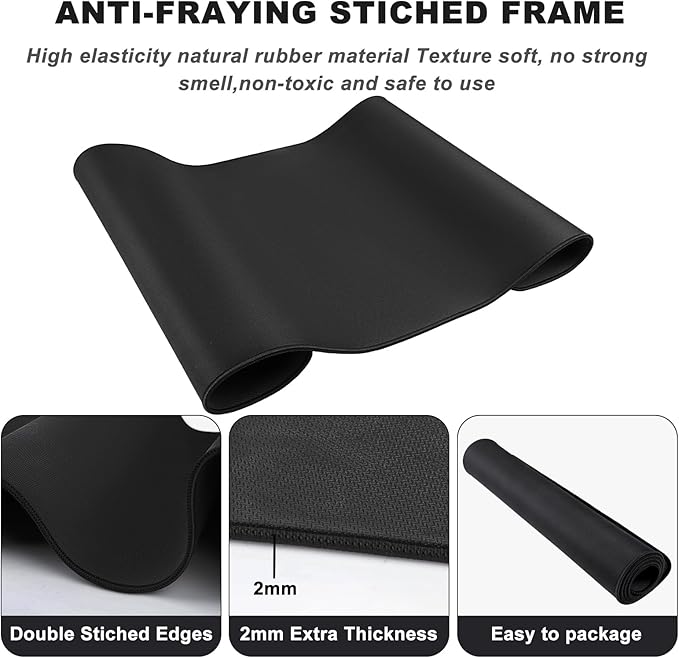 Large Mouse Pad, Desk Mat Office Desk Pad Gaming Mouse Pad with Stitched Edges, 31.5" x 15.7" Mousepad with Non-Slip Waterproof Rubber Base for PC Laptop Desk Home Office Accessories, Black