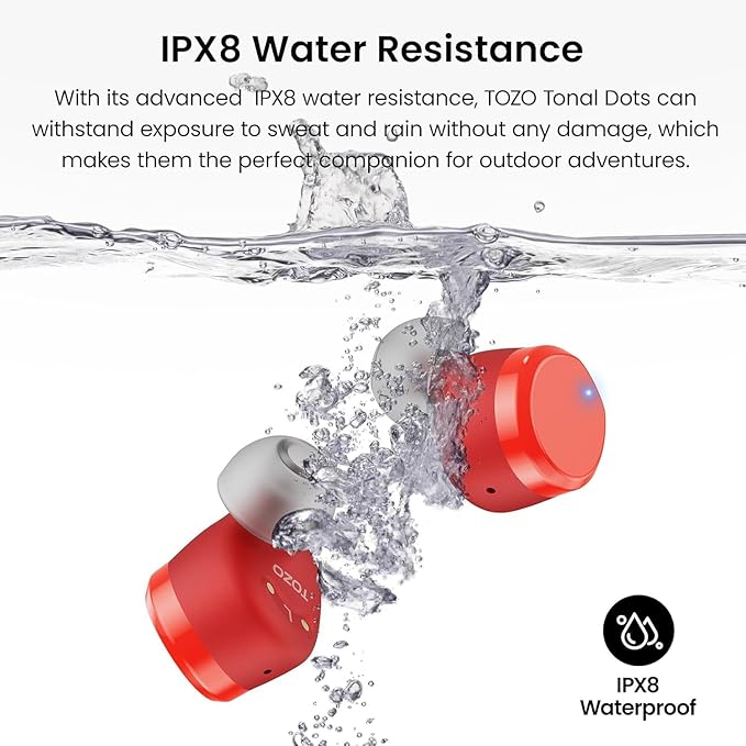 TOZO Wireless Earbuds Bluetooth 5.3 Headphones Premium Sound Performance Touch Control LED Digital Display Wireless Charging Case Earphones Black