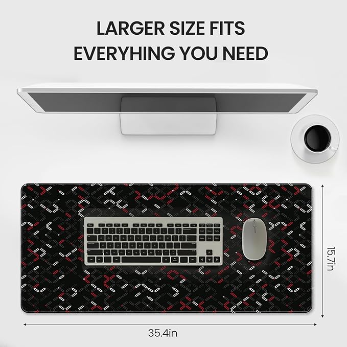 35.4 x 15.7 inches, Large Desktop Mouse pad, Keyboard and Mouse Pads for Work and Home Computers, and Large Laptop Mouse mat， (DM4-Red and White Checkered)