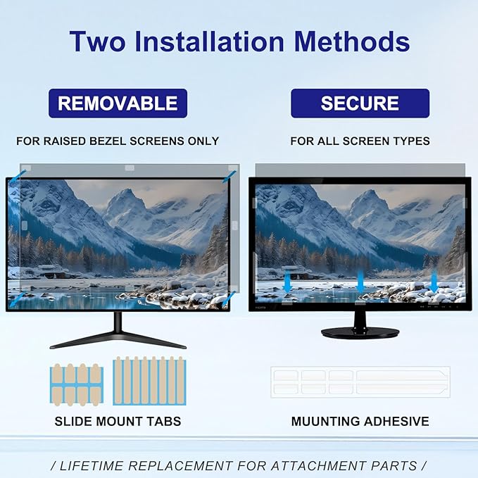 32 Inch Privacy Screen for Computer Monitor 16:9 Aspect Ratio, Eye Protection Anti Blue Light Glare Shield, 32inch Removable Black Blackout Anti Spy Desktop Security Private Filter