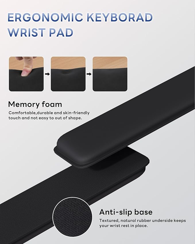 Laborio Computer Keyboard Wrist Rest Stand for Desktop, Keyboard Holder for Easy Typing with Wrist Pad for Office Desk, Home, School (Black)
