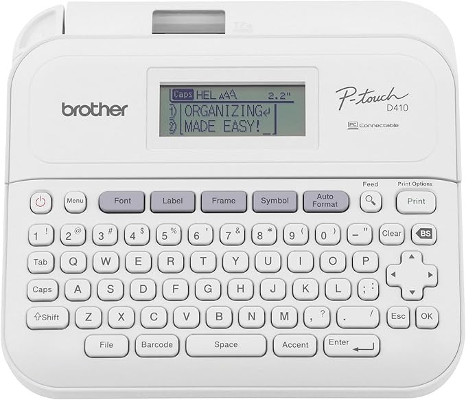 Brother P-Touch PT-D410 Home / Office Advanced Label Maker | Connect via USB to Create and Print on TZe Label Tapes up to ~3/4 inch, White