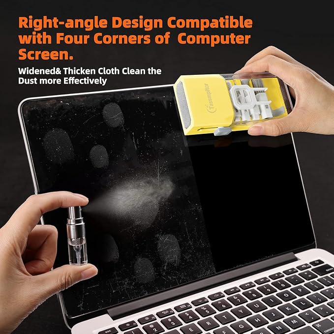 Tassmpitor Laptop Screen Keyboard Cleaner Kit, All in 1 Electronics Cleaning Tool for MacBook iPad iPhone Pro Cell Phone, Brush Tool for Tablet, Computer, PC Monitor,TV Camera Lens with Patent, Yellow - Image 3