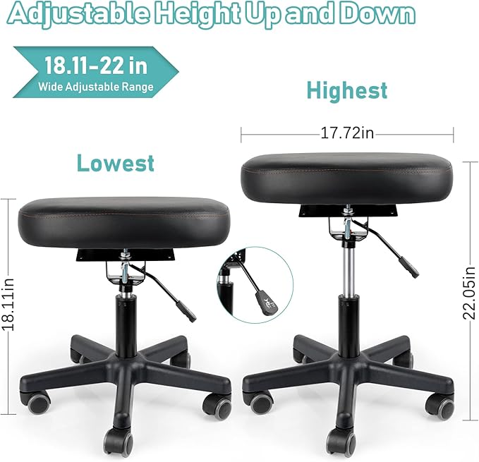 Lilithye Footrest Stool Under Desk Adjustable Height and Tilt Angle Footrest Ottoman Ergonomic Foot Stool with Wheels 360° Rolling for Home Office (New Black)