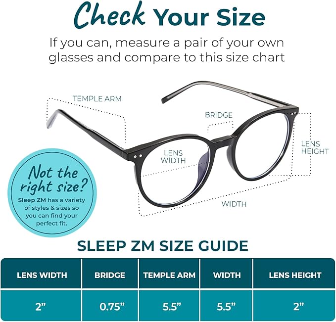 Sleep ZM Blue Light Blocking & Light Sensitivity Glasses - 8 Lens Types for Comfort, Relaxation, Sleep & Relief - 50+ Styles