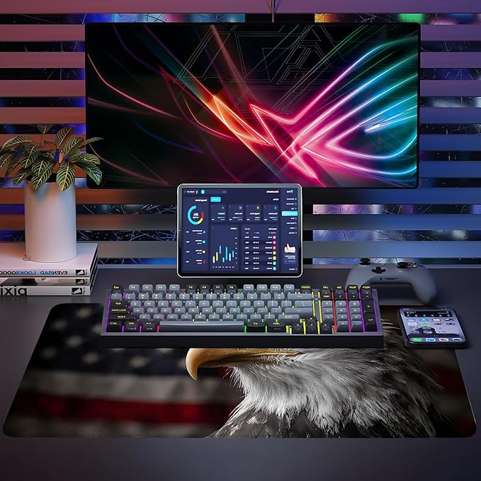 Mouse Pad, Large Anti-Slip with Stitched Edges Desk Mat Desktop Laptop Computer Desk Keyboard Mat,Table Protector Blotter Mat (Eagle, 35.4" x 15.7")
