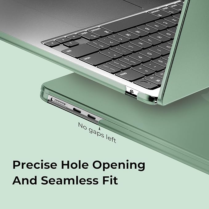 EooCoo Case Compatible with MacBook Air 13 inch M5 2026-2022 Release M4 M3 M2 A3449 A3240 A3113 A2681, Hard Shell&Keyboard Skin Cover&Screen Protector for Mac Air 13.6 inch, Matte Turquoise Green