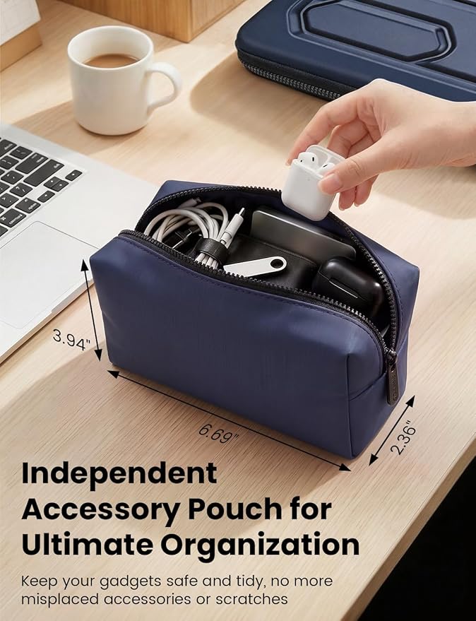 DOMISO Laptop Hard Case 17-17.3 inch Waterproof Shockproof Hard Shell Laptop Sleeve with Handle & Storage Pocket, Compatible with MacBook, HP, Dell, Dark Blue