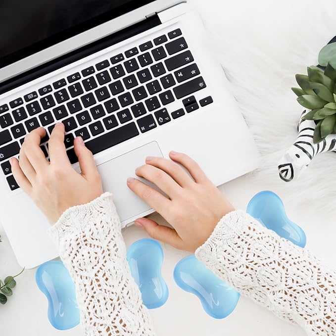 Gel Wrist Rest for Keyboard and Mouse Transparent Blue Bow Elbow Pad Cushion Ergonomic Cute Clear Cool Heart Mouse Wrist Pad Silicone Non-Slip Support for Computer Gaming Home Office Women Hand Pillow
