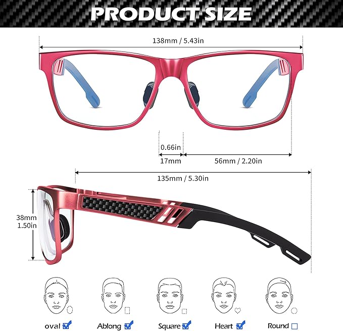 ANYLUV Blue Light Blocking Glasses Men Computer Gaming Glasses Lightweight Al-Mg Metal Anti Eyestrain Eye Protection