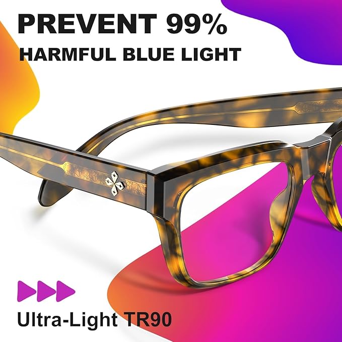 VISOONE TR90 Square Blue Light Blocking Glasses Fashion Computer Eyewear for Women and Men RANDI