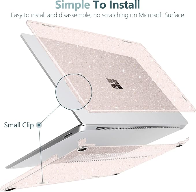 Batianda Premium Crystal Case for 13.8" Microsoft Surface Laptop Copilot+ PC 2024 (7th Edition) Lightweight Durable Scratch-Resistant, with Keyboard Cover & Screen Protector, Starlight