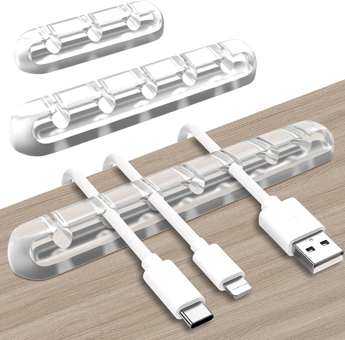 SOULWIT Cable Holder Clips, 3-Pack Cable Management Cord Organizer Clips Silicone Self Adhesive for Desktop USB Charging Cable Nightstand Power Cord Mouse Cable Wire PC Office Home by SOULWIT