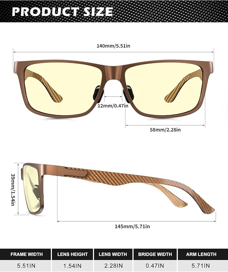 ANYLUV Carbon Fiber Reading Glasses for Men Women, Blue Light Blocking Computer Readers, Anti Glare Spring Hinge