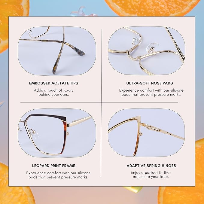 Blue Blockers Glasses for Women, Bluelight Glasses with Cat Eye Frame for Style, Comfort, Eye Strain Relief (Oversized, brown)