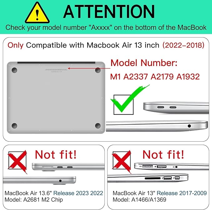 AKIT Compatible with MacBook Air 13 Inch Case M1 2022 2021 2020 2019 2018 A2337 A2179 A1932, Pattern Hard Shell Laptop Case+Screen Protector+Keyboard Cover for Mac Book Air 13.3 Inch, Violet Wave
