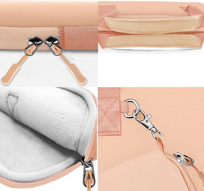 Hseok Laptop Sleeve 13.3-14 inch Case with Small Pouch, Neoprene Computer Bag Compatible with MacBook Neo/Pro 14 M5/M4/M3/M2/M1, Mac Air/Pro 13.3, XPS 14 and Most 13-14 inch Notebooks,Orange Pink