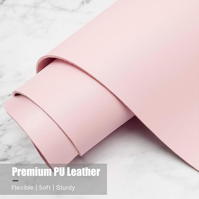 Hsurbtra Desk Pad, 35.5" x 17" PU Leather Desk Mat, XXL Extended Mouse Pad, Waterproof Desktop Blotter Protector, Non-Slip Ultra Thin Large Laptop Keyboard Writing Mat for Office Home, Pink