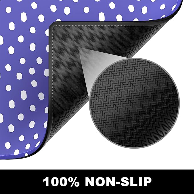 BOSOBO Large Desk Mat, XXL Extended Gaming Mat, Office & Home, Long Keyboard Mat, Huge Desktop Full Cover 31.5 x 11.8 Inches, Minimalist Purple Polka Dots