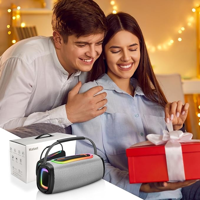 Bluetooth Speaker 6000mAh, 36H Playtime BT5.4 Portable Wireless Speaker with 24W Loud Stereo Sound, IP6 Waterproof, Portable Speaker with RGB Multi-Color Rhythm Lights for Outdoor/Home/Party as Gift