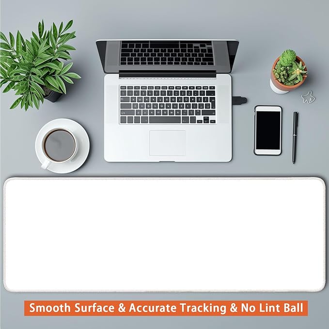 Large Mouse Pad, Non-Slip Desk Blotter, Office Desk Mat, Desk Pad Protector, Laptop Desk Pad, Desk Writing Pad for Office and Home, White, 31x12 inch