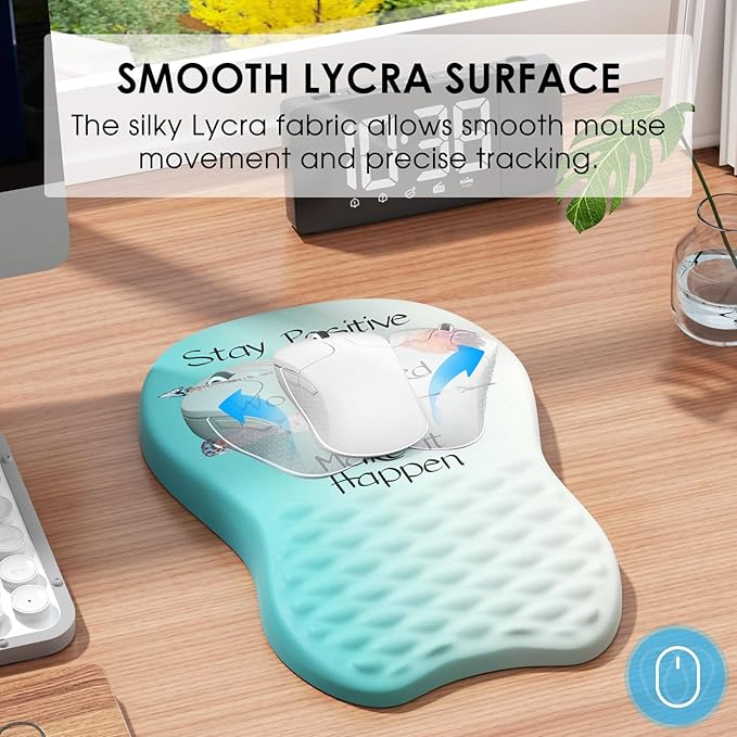 MROCO Ergonomic Mouse Pad with Wrist Support, Wrist Rest Mousepads for Carpal Tunnel Pain Relief, Memory Foam Pad with Massage Bulge and Non-Slip Base for Office, Home, Feather Arrow
