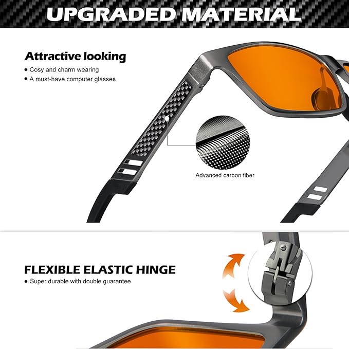 ANYLUV Blue Light Blocking Glasses Men Computer Gaming Glasses Lightweight Al-Mg Metal Anti Eyestrain Eye Protection