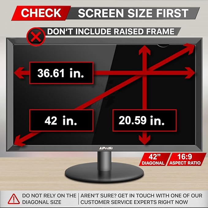 42 Inch Privacy Screen Filter for Widescreen 16:9 TV Monitor | Privacy Shield | Anti-Glare | Anti-Blue light | Eye Protection | Anti Spy | Computer Security Private Filter Protector