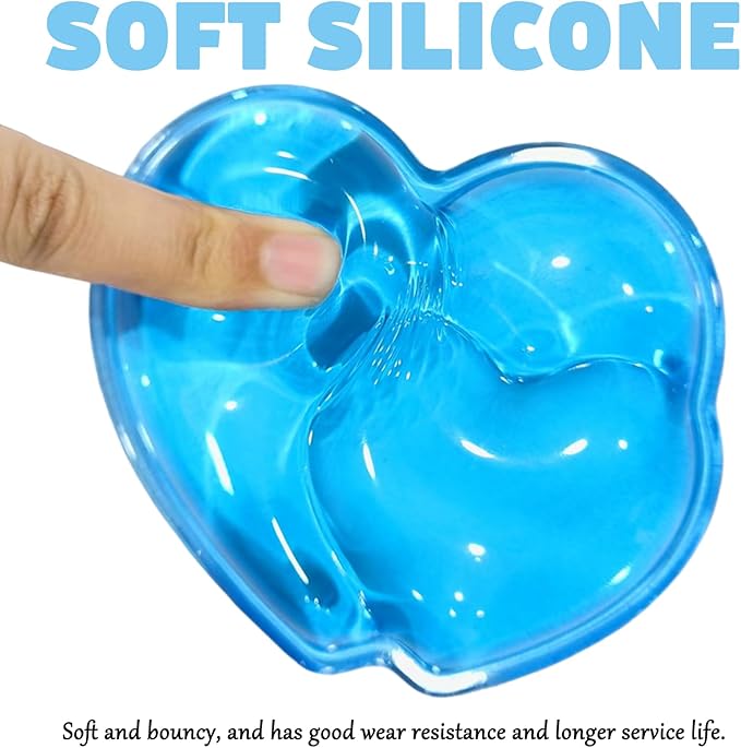 Gel Wrist Rest for Keyboard and Mouse Transparent Blue Heart Elbow Pad Cushion Ergonomic Cute Clear Cool Mouse Wrist Pad Silicone Non-Slip Support for Computer Gaming Home Office Hand Pillow