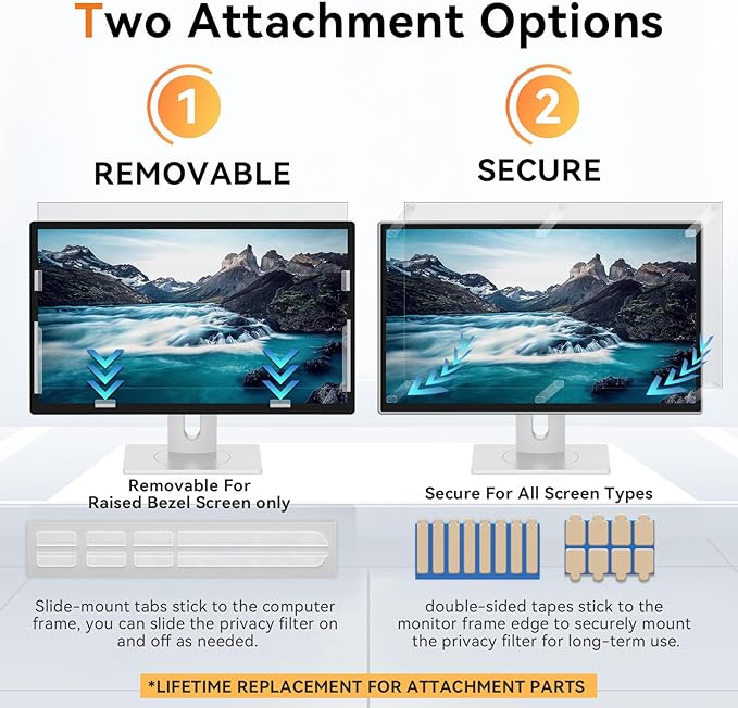 [2-Pack] 22 Inch Computer Blue Light Blocking Screen Protector for 16:10 Widescreen Monitor, Anti Glare Anti-UV Eye Protection Desktop PC LED Monitor Filter, Removable Anti-Scratch Screen Film 22in