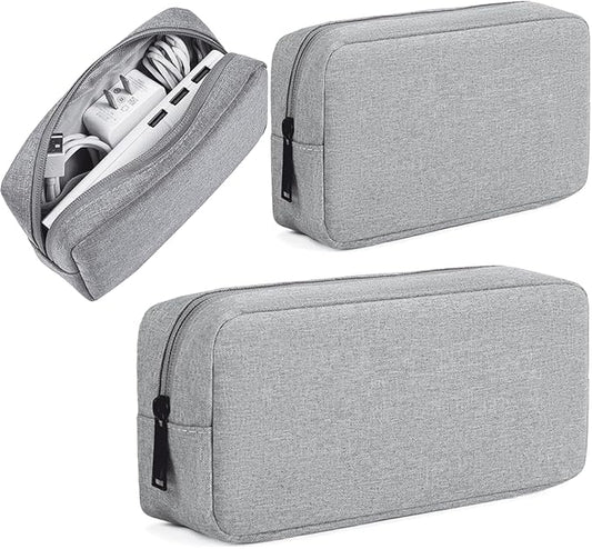 2PCS Electronics Organizer Travel Case, Electronic Accessories Bag, Waterproof Accessories Storage Pouch for Power Bank, Cable, Cord, Charger, Mouse, Various Accessories (Small+Big-Gray)