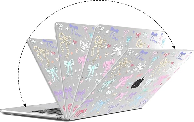 G JGOO Compatible with MacBook Air 13 inch Case 2026 2025-2022 M5 A3449 M4 A3240 M3 A3113 M2 A2681, Clear Hard Shell for MacBook Air 13.6 inch Case+Keyboard Cover+Screen Protector, Colorful Bows