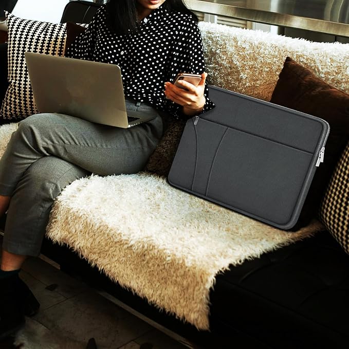 14 inch Laptop Case, Traveling Laptop Sleeve with Zippered Pocket, Shockproof Protective Carrying Briefcase Computer Bag for 14" MacBook Air/Pro, HP, Dell, Lenovo, Acer, Grey