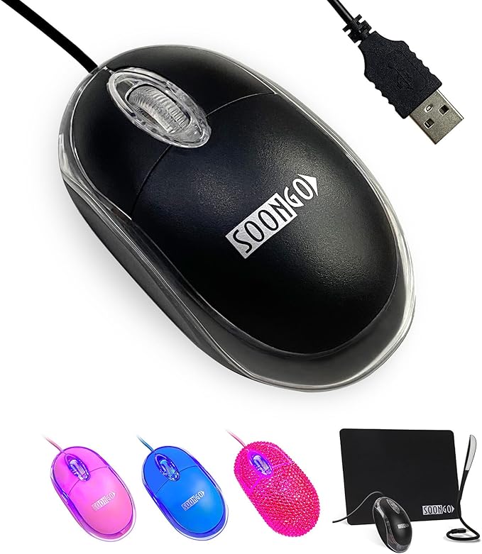SOON GO Wired Mouse-USB Wired Mouse,Ergonomic Optical Design,1.5M USB Cable, Plug & Play for PC/Laptop/Desktop (Black)