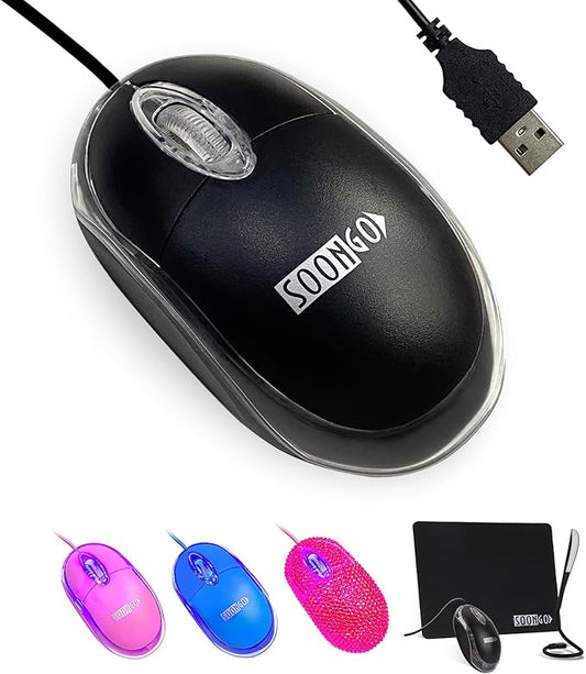 SOON GO Wired Mouse-USB Wired Mouse,Ergonomic Optical Design,1.5M USB Cable, Plug & Play for PC/Laptop/Desktop (Black)