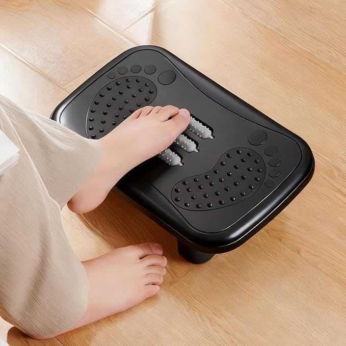 Ergonomic Foot Rest with Massage Rollers - Non-Slip Desk Foot Stool for Office/Home, Fixed-Angle Cushioned Support Improves Posture & Circulation, Under Desk Comfort for Long Sitting Sessions