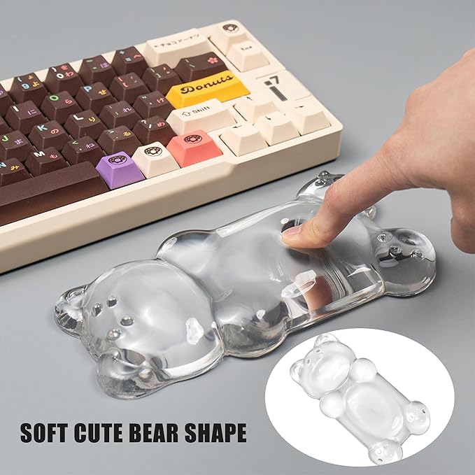 Ergonomic Silicone Gel Mouse Wrist Rest – Clear Cute Bear Mouse Wrist Rest, Comfort & Support for Typing and Gaming
