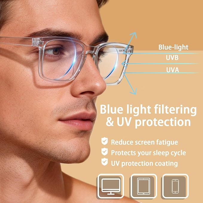BIRDDIE Blue Light Blocking Glasses for Women & Men, UV400 Anti-Glare Computer Glasses for Gaming,Reading & Eye Strain Relief