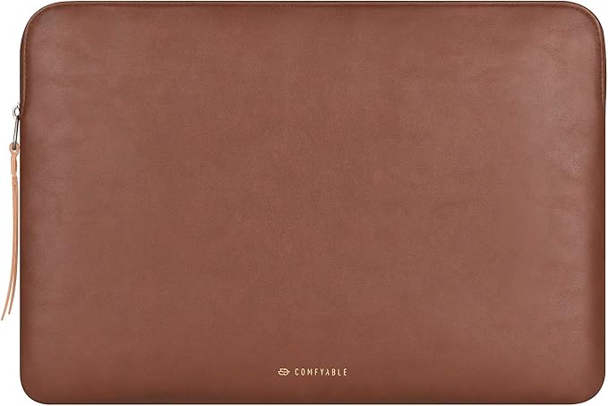 Comfyable Leather Laptop Sleeve Compatible with 16 Inch MacBook Pro M5 Pro/Max & 15 Inch MacBook Air M5 2026 (Loose Fit), Brown