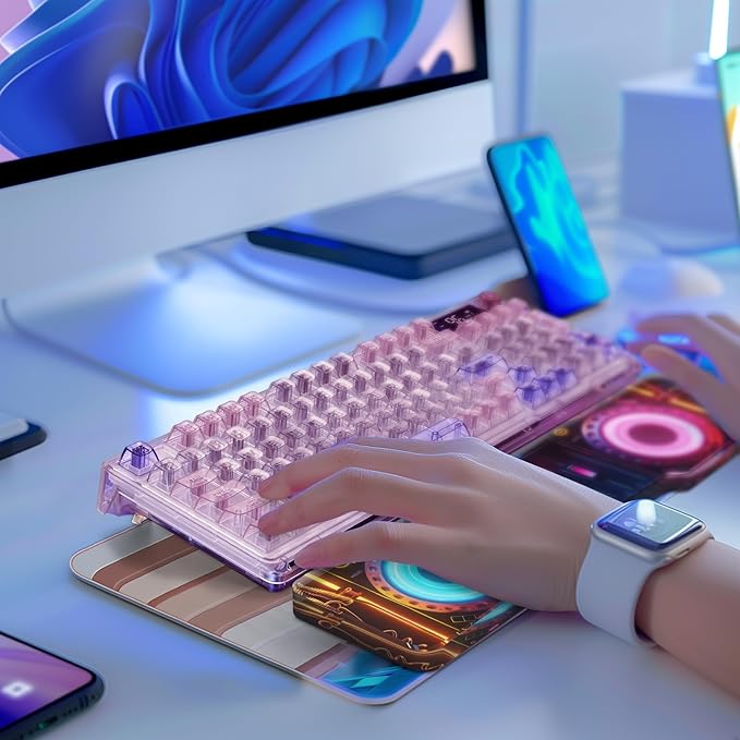 SELORSS Punk Acrylic Keyboard Wrist Rest - Compact 60% Keyboard- Mechanical Keyboards Ergonomic Palm Rest for Computer Keyboard,Anti-Slip Base,Wrist Pad for Laptop,Office & Home-Easy Typing