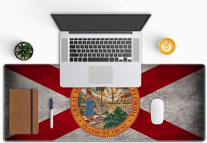 Florida Flag Gaming Mouse Pad Large,Florida Flag Mouse Pad Gaming Mouse Mat Desk Pad,31.5 x 11.8 Desk Mat Mouse Pads for Desk,Extended Keyboard Mousepad with Non-Slip Base and Stitched Edge